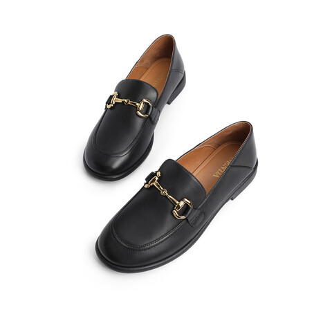 森达2021春季新品商场同款简约马衔扣舒适女乐福鞋单鞋3RC11AM1