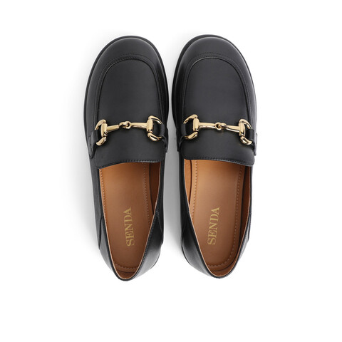 森达2021春季新品商场同款简约马衔扣舒适女乐福鞋单鞋3RC11AM1