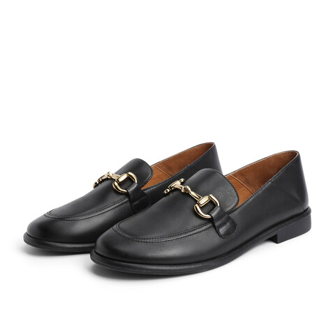 森达2021春季新品商场同款简约马衔扣舒适女乐福鞋单鞋3RC11AM1