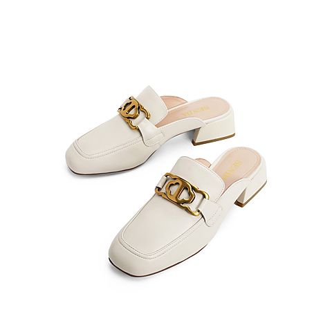 森达2021春季新款时尚大方粗跟休闲粗跟女穆勒鞋Z1106AH1