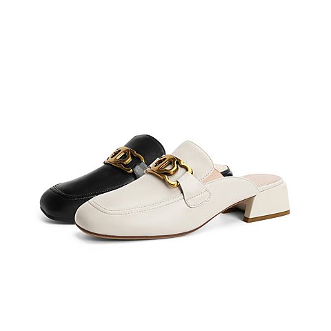 森达2021春季新款时尚大方粗跟休闲粗跟女穆勒鞋Z1106AH1