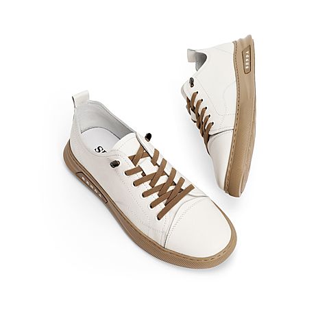 森达2021夏季新款商场同款韩版户外休闲男小白鞋板鞋1SJ20BM1