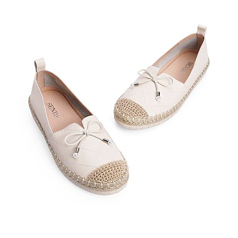 森达时尚渔夫鞋女2021春季新款商场同款蝴蝶结休闲单鞋3SD01AM1