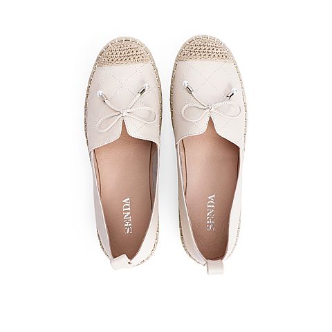 森达时尚渔夫鞋女2021春季新款商场同款蝴蝶结休闲单鞋3SD01AM1