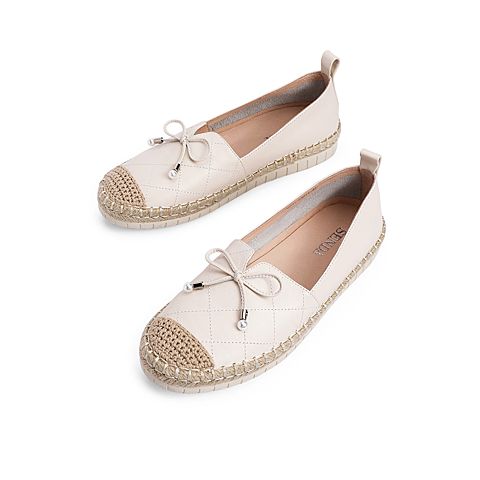 森达时尚渔夫鞋女2021春季新款商场同款蝴蝶结休闲单鞋3SD01AM1