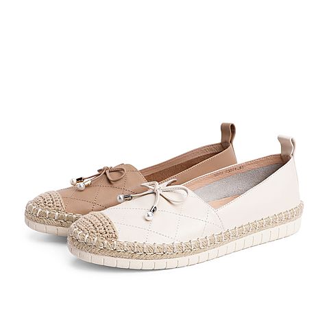 森达时尚渔夫鞋女2021春季新款商场同款蝴蝶结休闲单鞋3SD01AM1