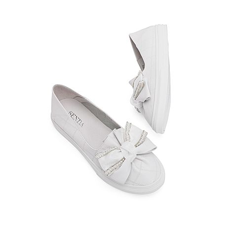 森达2021春季新款商场同款甜美蝴蝶结学院风女单鞋VZUB2AM1