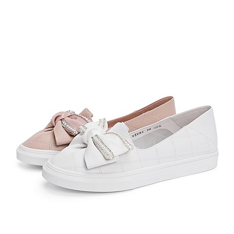 森达2021春季新款商场同款甜美蝴蝶结学院风女单鞋VZUB2AM1