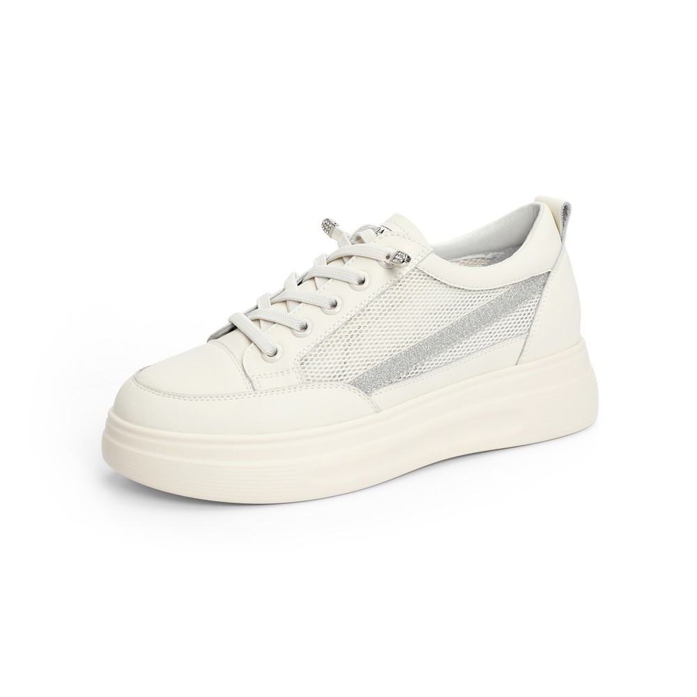 森达2021夏季新款商场同款韩版户外休闲厚底女小白鞋4WK02BM1