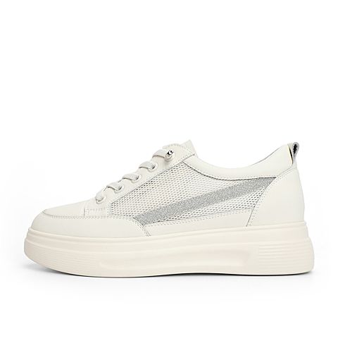 森达2021夏季新款商场同款韩版户外休闲厚底女小白鞋4WK02BM1