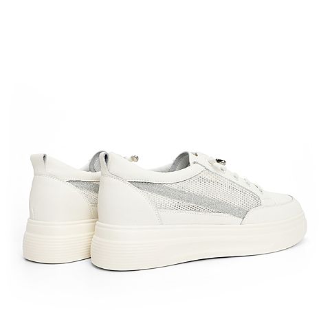 森达2021夏季新款商场同款韩版户外休闲厚底女小白鞋4WK02BM1