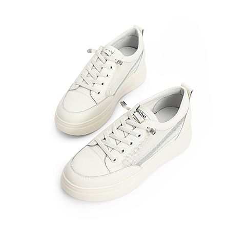 森达2021夏季新款商场同款韩版户外休闲厚底女小白鞋4WK02BM1