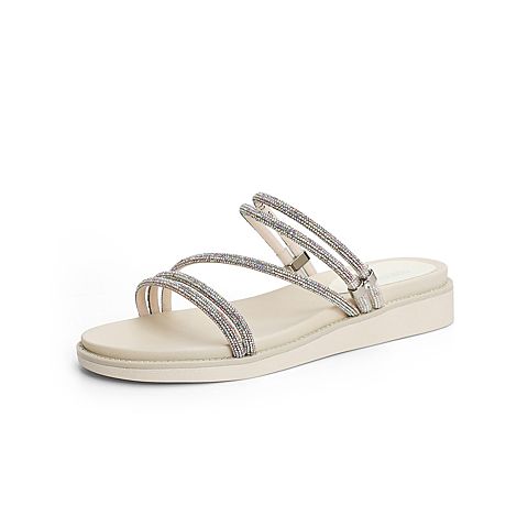 森达2021夏季新款商场同款时尚小叻色珠珠休闲女凉拖鞋4P1B2BT1