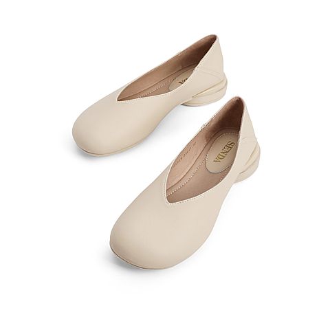 森达2021春季新款时尚V口气质舒适休闲女浅口单鞋Z1218AQ1