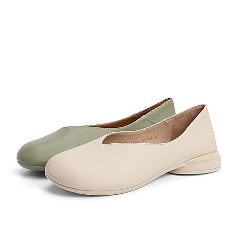 森达2021春季新款时尚V口气质舒适休闲女浅口单鞋Z1218AQ1