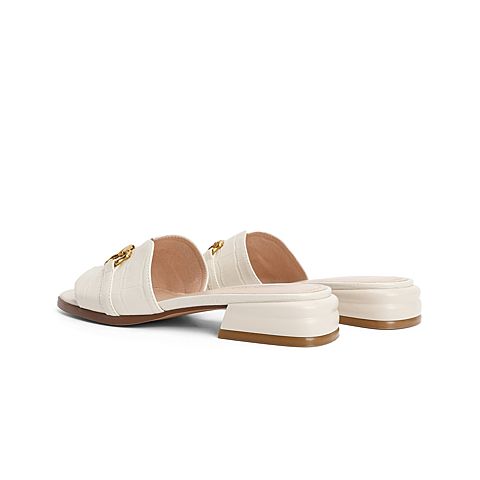 森达2021夏季新款时尚马衔扣石头纹外穿休闲女凉拖鞋Z1223BT1