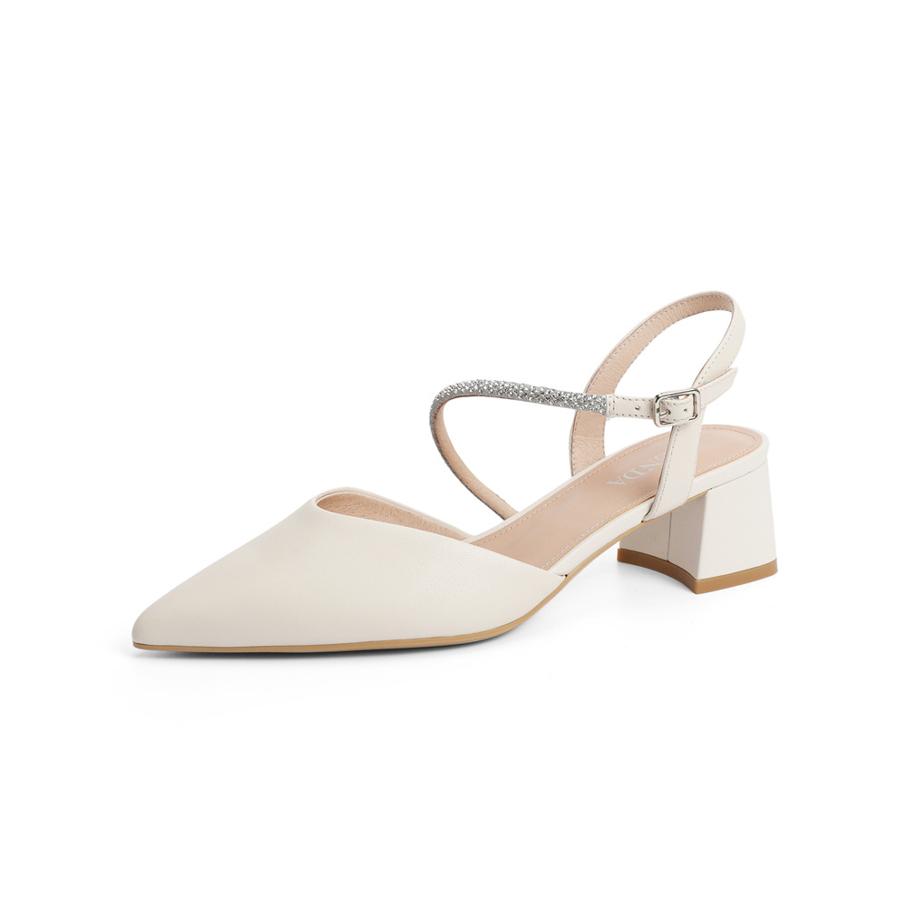 森达2021夏季新款商场同款通勤尖头粗跟休闲女凉鞋4WD11BH1