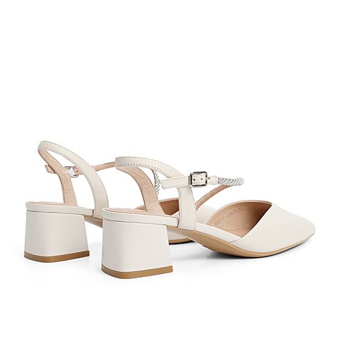 森达2021夏季新款商场同款通勤尖头粗跟休闲女凉鞋4WD11BH1