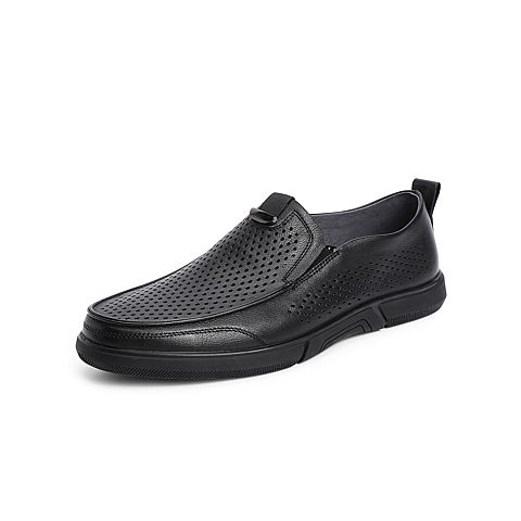 森达2021春季新款舒适一脚蹬打孔透气男休闲皮鞋Z1214BM1