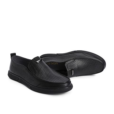 森达2021春季新款舒适一脚蹬打孔透气男休闲皮鞋Z1214BM1