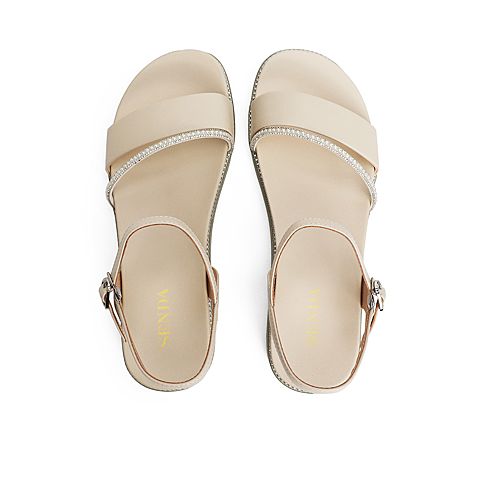 森达2021夏季新款商场同款简约时尚厚底休闲女凉鞋4WI02BL1