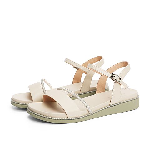 森达2021夏季新款商场同款简约时尚厚底休闲女凉鞋4WI02BL1