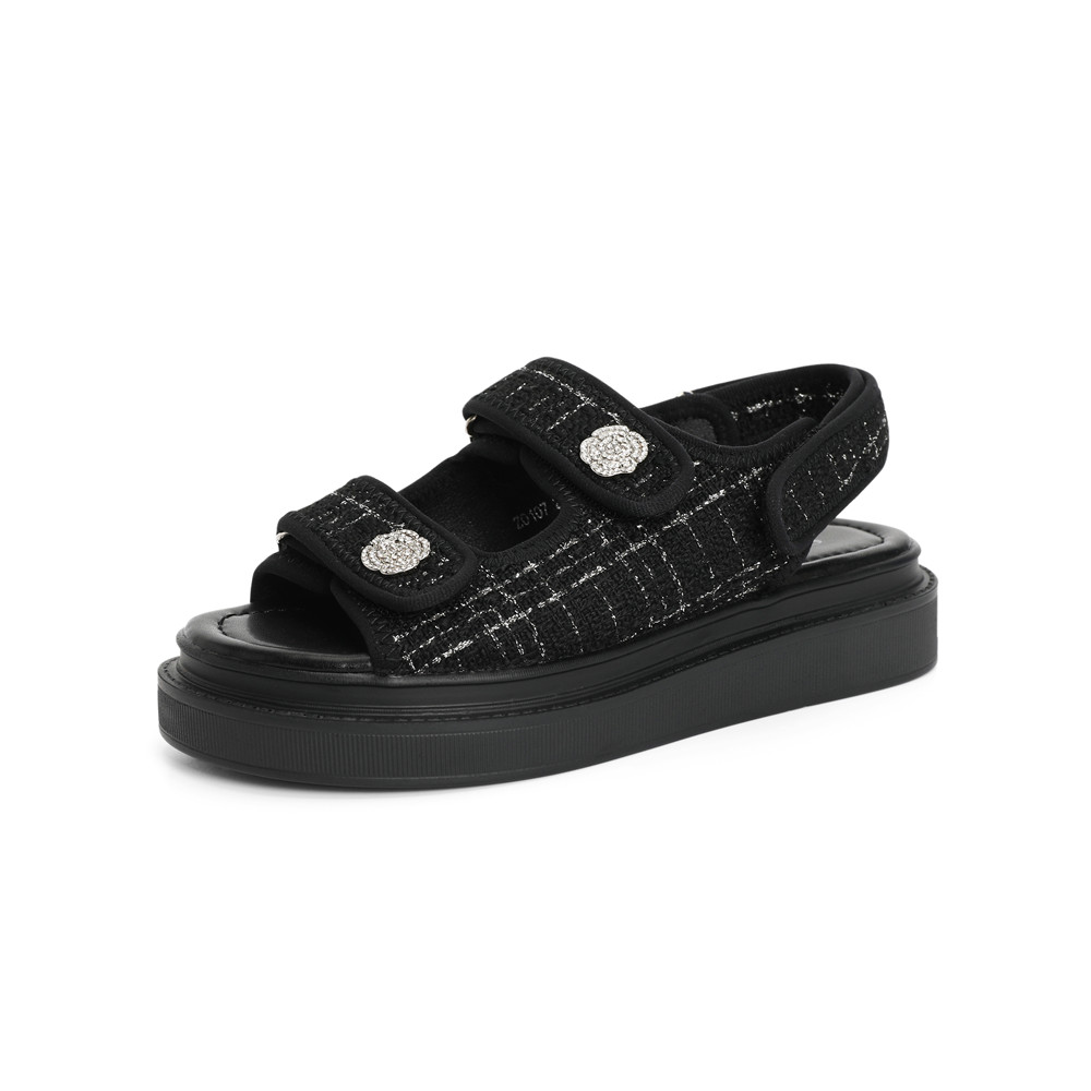 森达2021夏季新款户外沙滩简约厚底休闲女凉鞋Z0107BL1