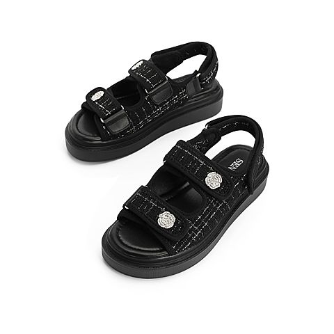 森达2021夏季新款户外沙滩简约厚底休闲女凉鞋Z0107BL1