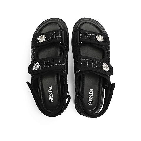 森达2021夏季新款户外沙滩简约厚底休闲女凉鞋Z0107BL1