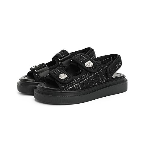 森达2021夏季新款户外沙滩简约厚底休闲女凉鞋Z0107BL1