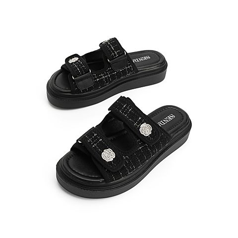 森达2021夏季新款时尚简约外穿休闲厚底女凉拖鞋Z0108BT1