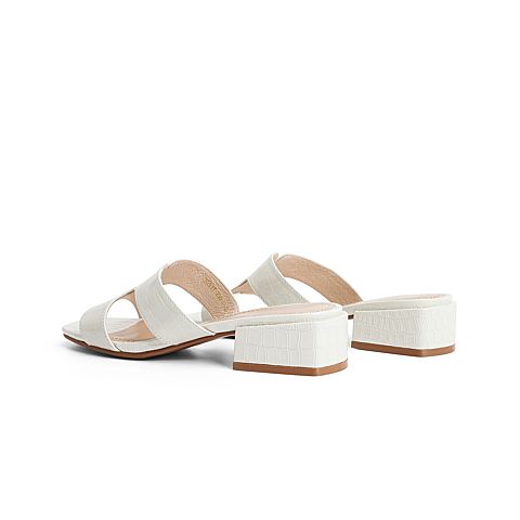 森达2021夏季新款时尚石头纹舒适粗跟外穿女凉拖鞋Z0317BT1