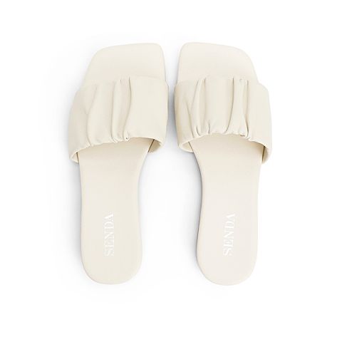 森达2021夏季新款简约褶皱居家外穿平底休闲女凉拖鞋Z0328BT1