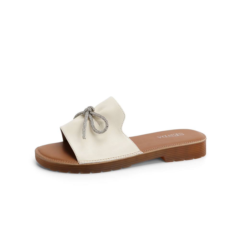 森达2021夏季新款商场同款甜美蝴蝶结居家外穿女凉拖鞋4KE01BT1