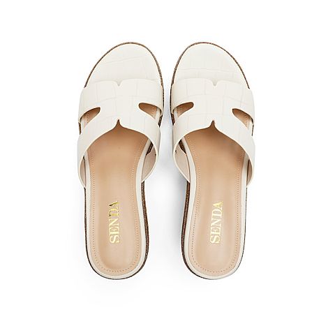 森达2021夏季新款商场同款简约休闲坡跟外穿女凉拖鞋VWTE4BT1