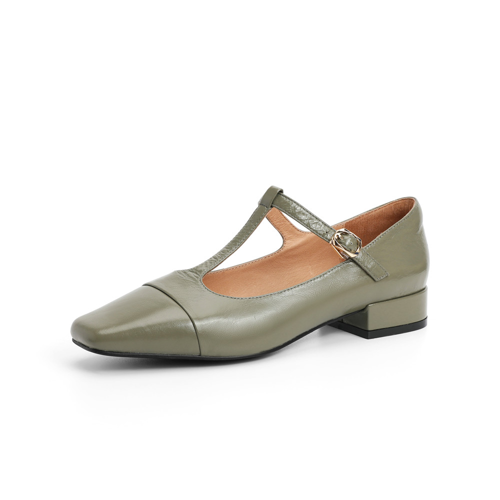 森达2021秋季新款甜美玛丽珍T字带休闲粗跟女单鞋Z0409CA1