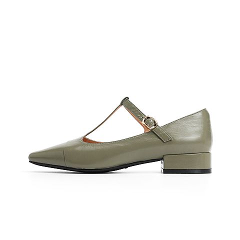 森达2021秋季新款甜美玛丽珍T字带休闲粗跟女单鞋Z0409CA1