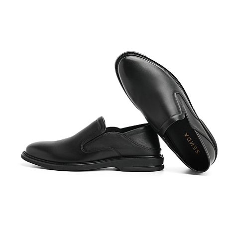 森达2021秋季新款商场同款一脚蹬简约平跟商务男皮鞋V6005CM1