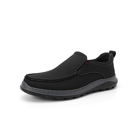 森达2021秋季新款舒适一脚蹬平底男休闲乐福皮鞋Z0429CM1