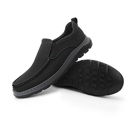 森达2021秋季新款舒适一脚蹬平底男休闲乐福皮鞋Z0429CM1