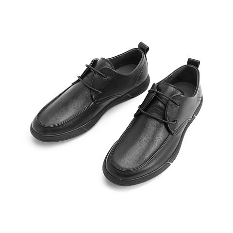 森达2021秋季新款简约系带平底舒适男休闲皮鞋Z0435CM1