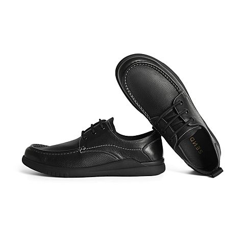 森达2021秋季新款男时尚车缝线潮流平跟舒适男休闲皮鞋Z0506CM1