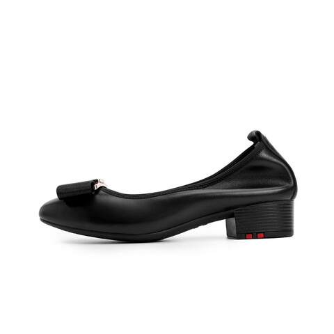 森达2021秋季新款商场同款气质蝴蝶结粗跟女奶奶鞋3WT01CQ1