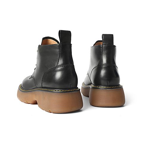 森达2021冬季新款商场同款简约复古时尚厚底休闲女马丁靴4MH01DD1