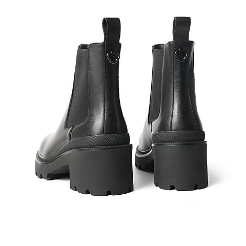 森达2021冬季新款商场同款时尚烟囱靴粗跟女切尔西短靴4C744DD1