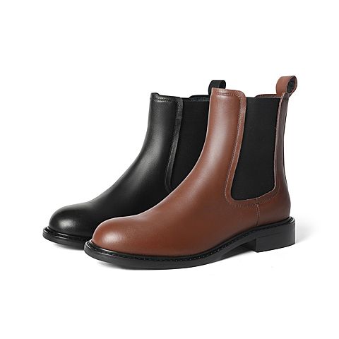森达2021冬季新款时尚潮流显瘦舒适休闲女切尔西短靴Z0725DD1