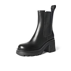 森达2021冬季新款商场同款时尚切尔西粗潮跟女中筒靴4RA01DZ1