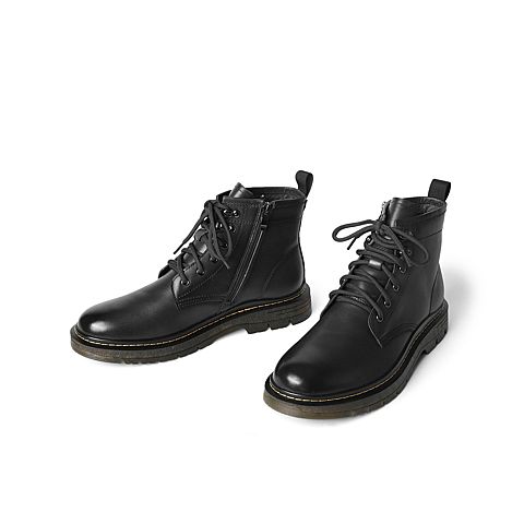 森达2021冬季新款时尚欧美简约户外休闲男短筒马丁靴Z0749DD1