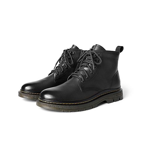 森达2021冬季新款时尚欧美简约户外休闲男短筒马丁靴Z0749DD1