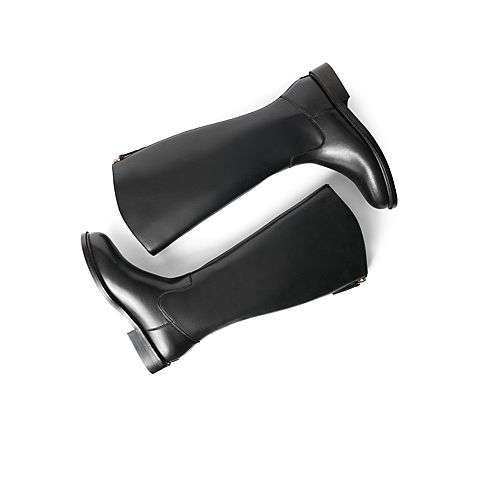 森达2021冬季新款时尚性感简约素面百搭休闲女长筒靴Z0807DG1